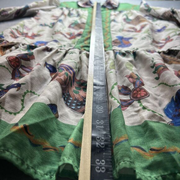Boho Kelly Green Dress Womens Small Long Sleeve Indie Granola‎ Vintage Botanical - Picture 9 of 10